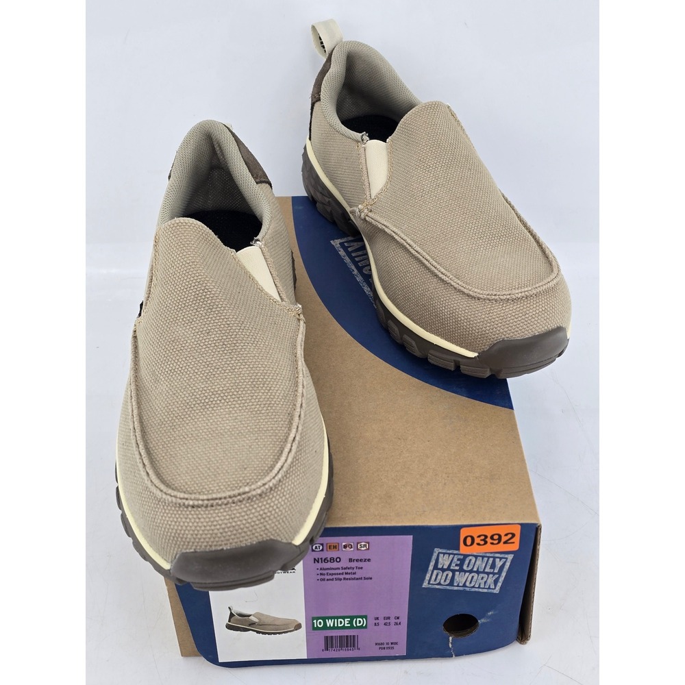 Nautilus Breeze N1680 Work Shoes Women 10 Wide Khaki Aluminum Toe Slip On -NEW